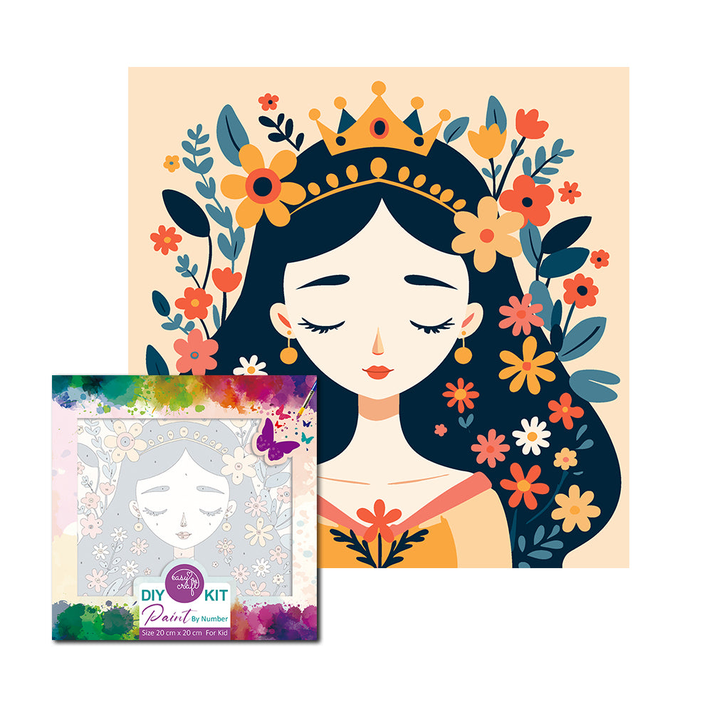 Easy Craft Paint by Number Kids DIY Kit, 20x20cm - Princess in
