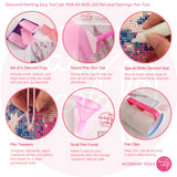 Diamond Painting Easy Tool Set Pink Kit With LED Pen, Flamingo Pen Tool
