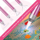 Diamond Painting Easy Tool Set Pink Kit With LED Pen, Flamingo Pen Tool