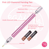Diamond Painting Easy Tool Set Pink Kit With LED Pen, Flamingo Pen Tool