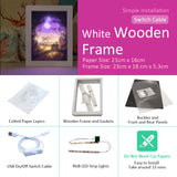 Fully Assembled 3D Paper Cutting Light Box, Wooden Frame (White) - Deer me