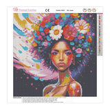 Easy Craft Diamond Painting DIY Kit, 40x40cm- African Beauty with Flower Hair (New Tools )