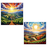 Easy Craft Diamond Painting DIY Kit, 40x40cm- Vineyard Sunrise (New Tools Kit)