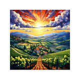 Easy Craft Diamond Painting DIY Kit, 40x40cm- Vineyard Sunrise (New Tools Kit)