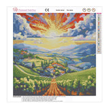 Easy Craft Diamond Painting DIY Kit, 40x40cm- Vineyard Sunrise (New Tools Kit)