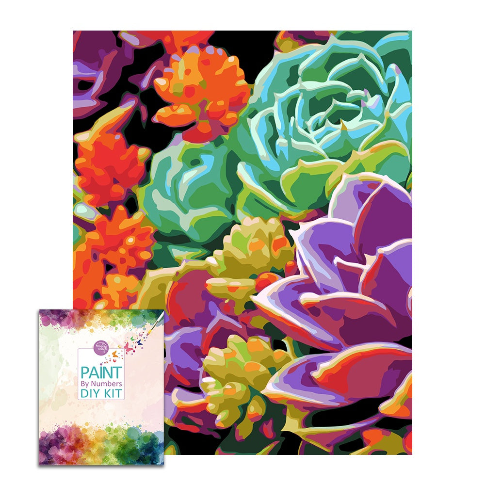 succulent paint by numbers Easy Craft Paint by Number DIY Kit, 50x40cm- Succulent Succulent – Easy  Craft SA