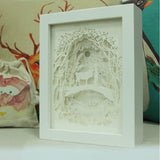 Fully Assembled 3D Paper Cutting Light Box, Wooden Frame (White) - Deer me