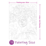 Easy Craft Paint by Number DIY Kit, 50x40cm- Lady with Flowers 02 145
