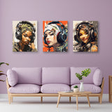 Easy Craft Paint by Number DIY Kit, 50x40cm- Girl with Headphones 02 157