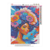 Easy Craft Diamond Painting DIY Kit, 40x30cm- Beauty with Flower Hair (New Tool)