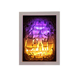 Fully Assembled 3D Paper Cutting Light Box, Wooden Frame(White) - Merry Christmas: Family
