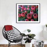 Diamond Painting DIY Kit,Full Drill, 50x40cm- Special Pink Ice Proteas