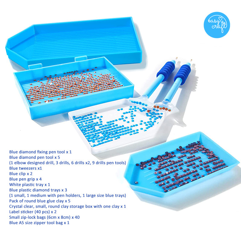 Diamond Painting Easy Tool Set Blue Kit With Roller & Funnel – Easy Craft SA