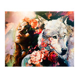 Diamond Painting DIY Kit,Full Drill, 50x40cm- Beauty and Wolf