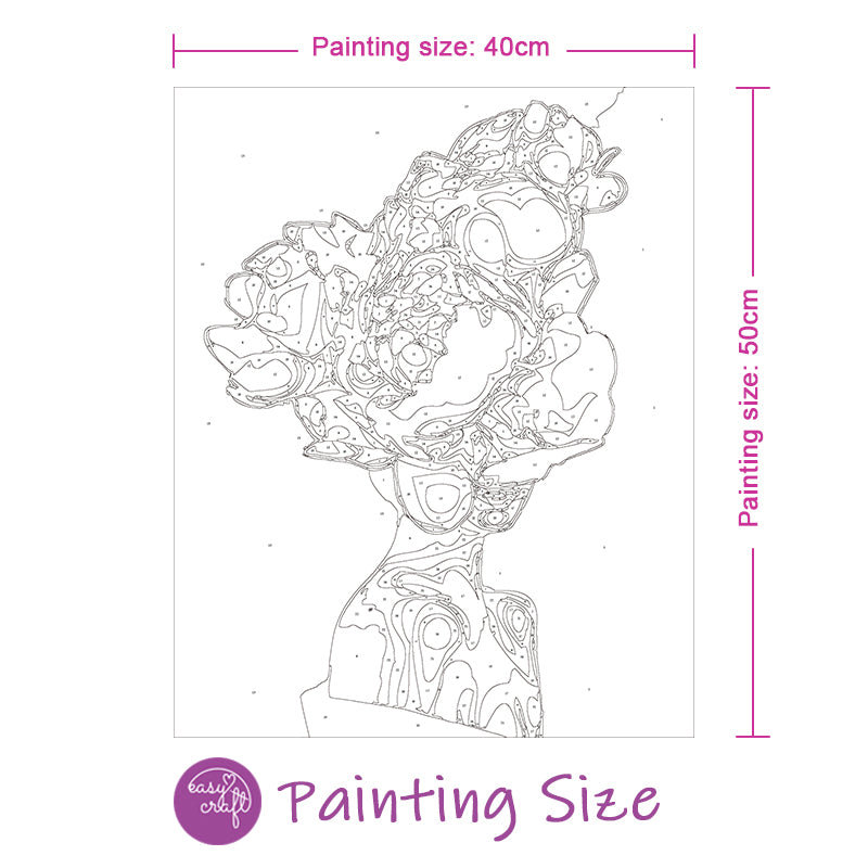 Easy Craft Paint by Number DIY Kit, 50x40cm Beauty with Flower Hat w
