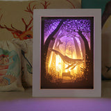 3D Paper Cutting Light Box, Wooden Frame (White) - Whale’s Song