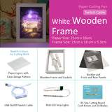 DIY 3D Paper Cutting Light Box, Wooden Frame (White) - Lover in the moon
