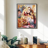 Diamond Painting DIY Kit,Full Drill, 50x40cm- Beautiful Woman and Birds