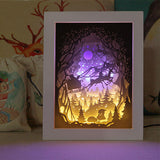 DIY 3D Paper Cutting Light Box, Wooden Frame (White) - Santa is Coming