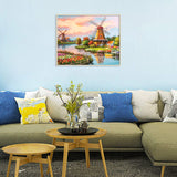 Diamond Painting DIY Kit,Full Drill, 50x40cm- Landscape Windmill