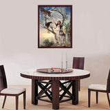 Diamond Painting DIY Kit,Full Drill, 50x40cm- 
Wolf, Indians and Eagles