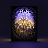 DIY 3D Paper Cutting Light Box, Organic Glass - Santa and His Reindeer
