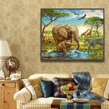 Diamond Painting DIY Kit,Full Drill, 50x40cm-African Savannah (New Tool Set)