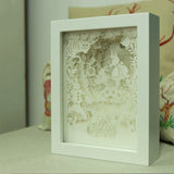 3D Paper Cutting Light Box, Wooden Frame (White) - Alice