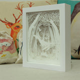 3D Paper Cutting Light Box, Wooden Frame (White) - Whale’s Song