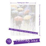 Easy Craft Paint by Number DIY Kit, 50x40cm- Colorful Umbralla in Rain