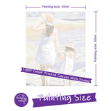 Easy Craft Paint by Number DIY Kit, 50x40cm- Mother and Child on Beach