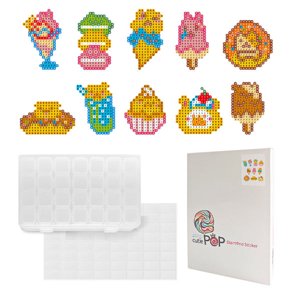 Diamond Painting Stickers- Cute desserts Series - Ice Creams T027 with 28-Slot Box