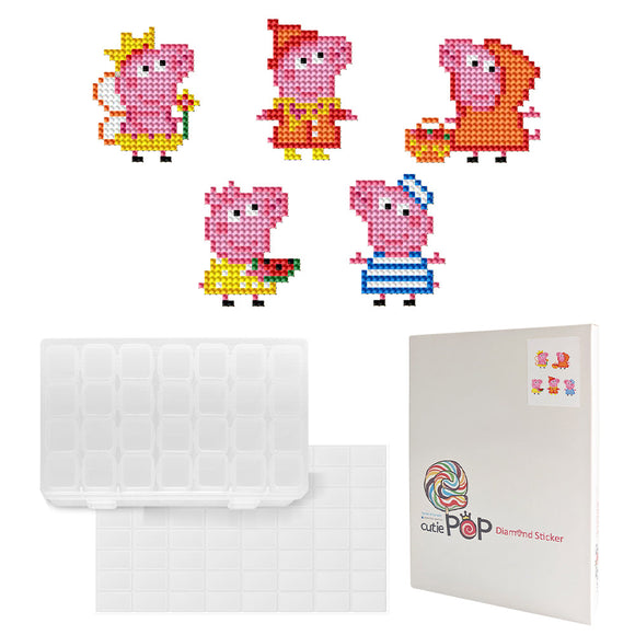 Diamond Painting DIY Sticker - Cartoon - Peppa Pig T001 with 28-Slot Box