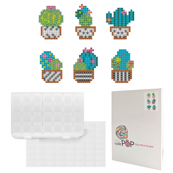 Diamond Painting Stickers-Cactus - Cactus T008 with 28-Slot Box