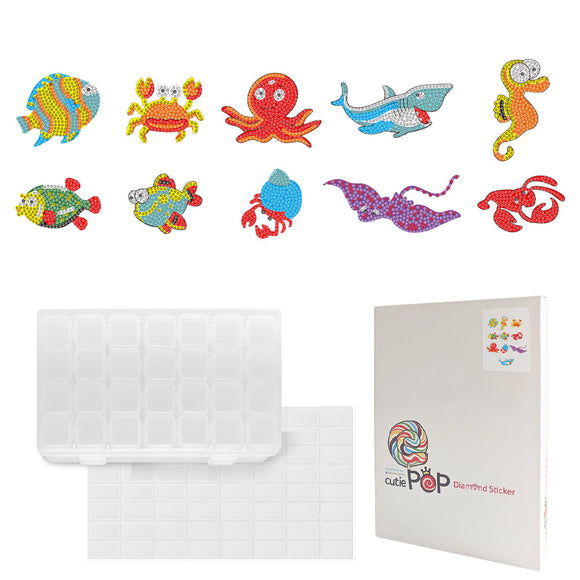 Diamond Painting Stickers-Animal Series - Ocean Animal T016 with 28-Slot Box