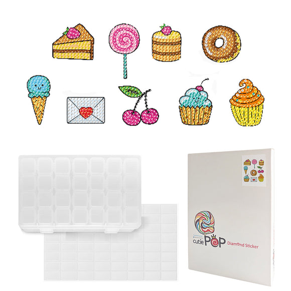 Diamond Painting Stickers- Cute desserts Series - Sweet Treats LD135 with 28-Slot Box