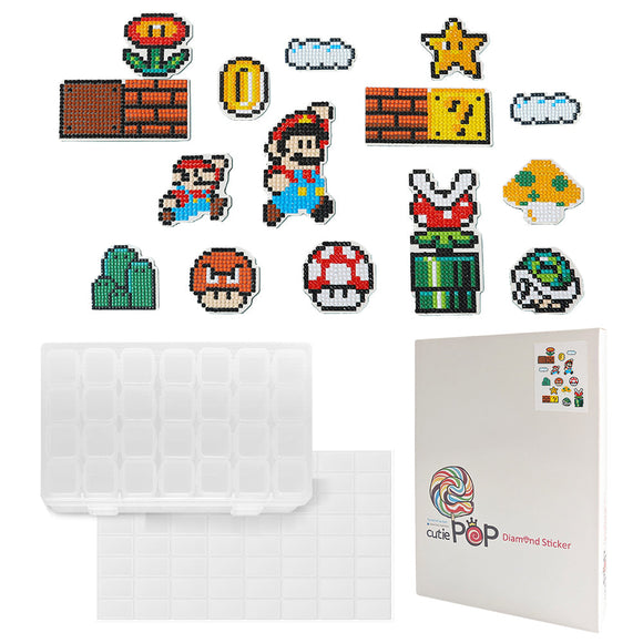Diamond Painting DIY Sticker - Cartoon - Super Mario T028 with 28-Slot Box