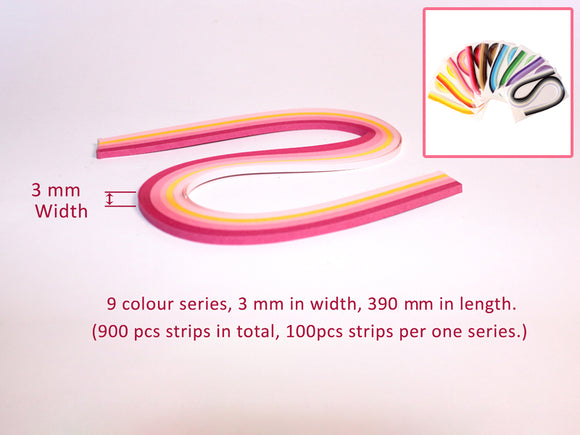 Series Quilling Paper Strips - 9 Packs, Available for Individual Sale! 3 mm in width, 390mm in length