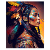 Easy Craft Diamond Painting DIY Kit, 50x40cm- Native Indian Lady