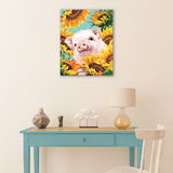 Easy Craft Paint by Number DIY Kit, 50x40cm- Little Pig in Sunflower