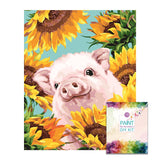 Easy Craft Paint by Number DIY Kit, 50x40cm- Little Pig in Sunflower