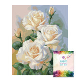 Easy Craft Paint by Number DIY Kit, 50x40cm- Roses - White