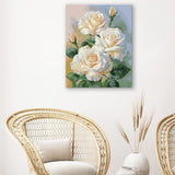 Easy Craft Paint by Number DIY Kit, 50x40cm- Roses - White