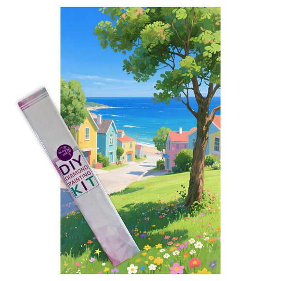 Diamond Painting DIY Kit,Full Drill, 50x30cm- Beautiful Coast Town