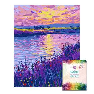 Easy Craft Paint by Number DIY Kit, 50x40cm- Beautiful Purple Lake