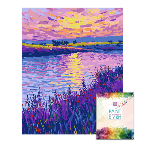 Easy Craft Paint by Number DIY Kit, 50x40cm- Beautiful Purple Lake