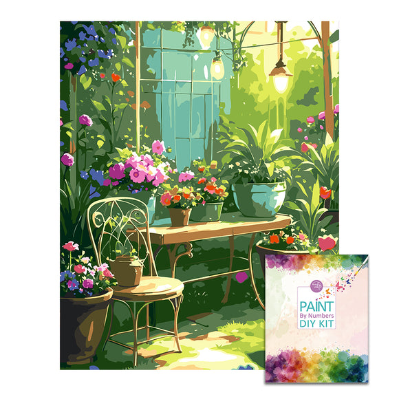 Easy Craft Paint by Number DIY Kit, 50x40cm- Beautiful Greenhouse