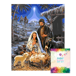 Box damage sale, limited quantity -- Easy Craft Paint by Number DIY Kit, 50x40cm- Birth of Jesus Christ