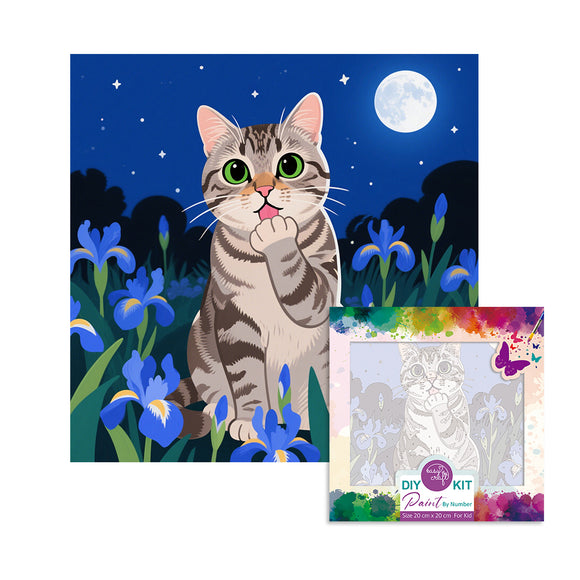Easy Craft Paint by Number DIY Kit, 20x20 Cute Cats with Flowers