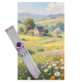 Diamond Painting DIY Kit,Full Drill, 50x30cm-The Cottage in Flowers